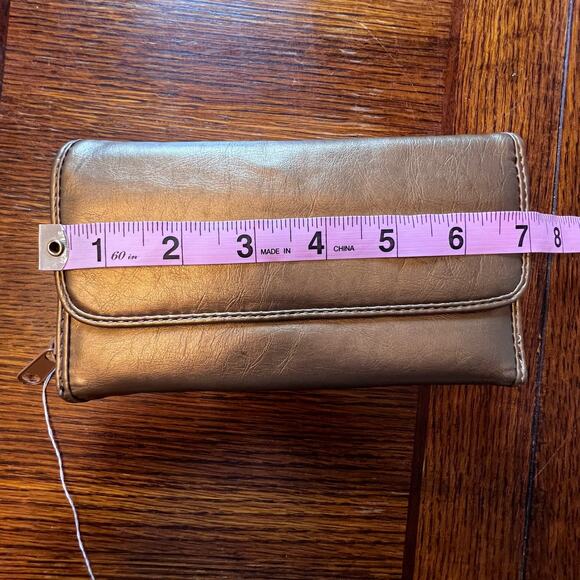 NWT JC Fashion Gold Brown Wallet Clutch Zipper Snap Closure ID Holder - Picture 7 of 8